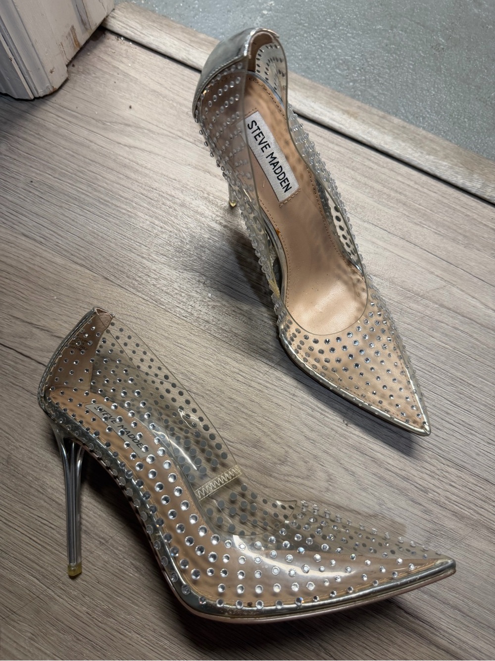 Steve Madden Clear Crystal-Stud Pointed Pump - Silver - Picture 2 of 3